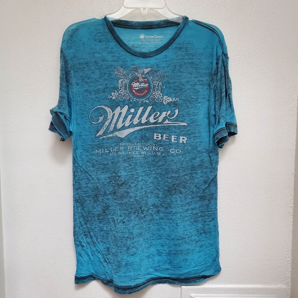 Miller Beer Burnou Men's Blue Graphic T-Shirt Size M